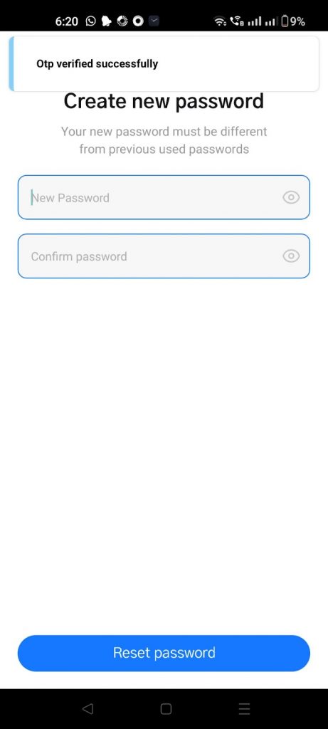 create new password