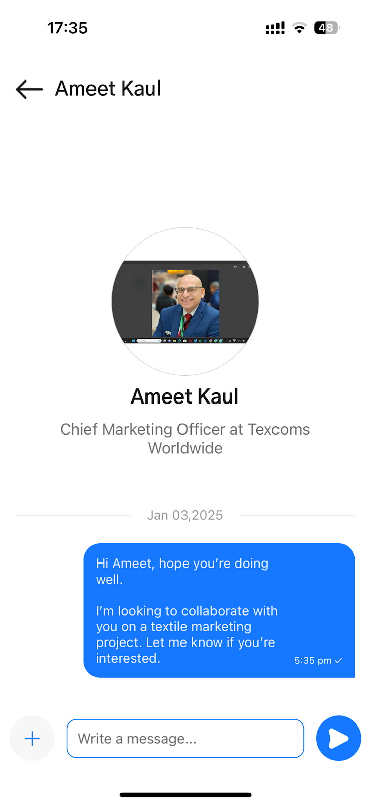 Message Detailing Your Project