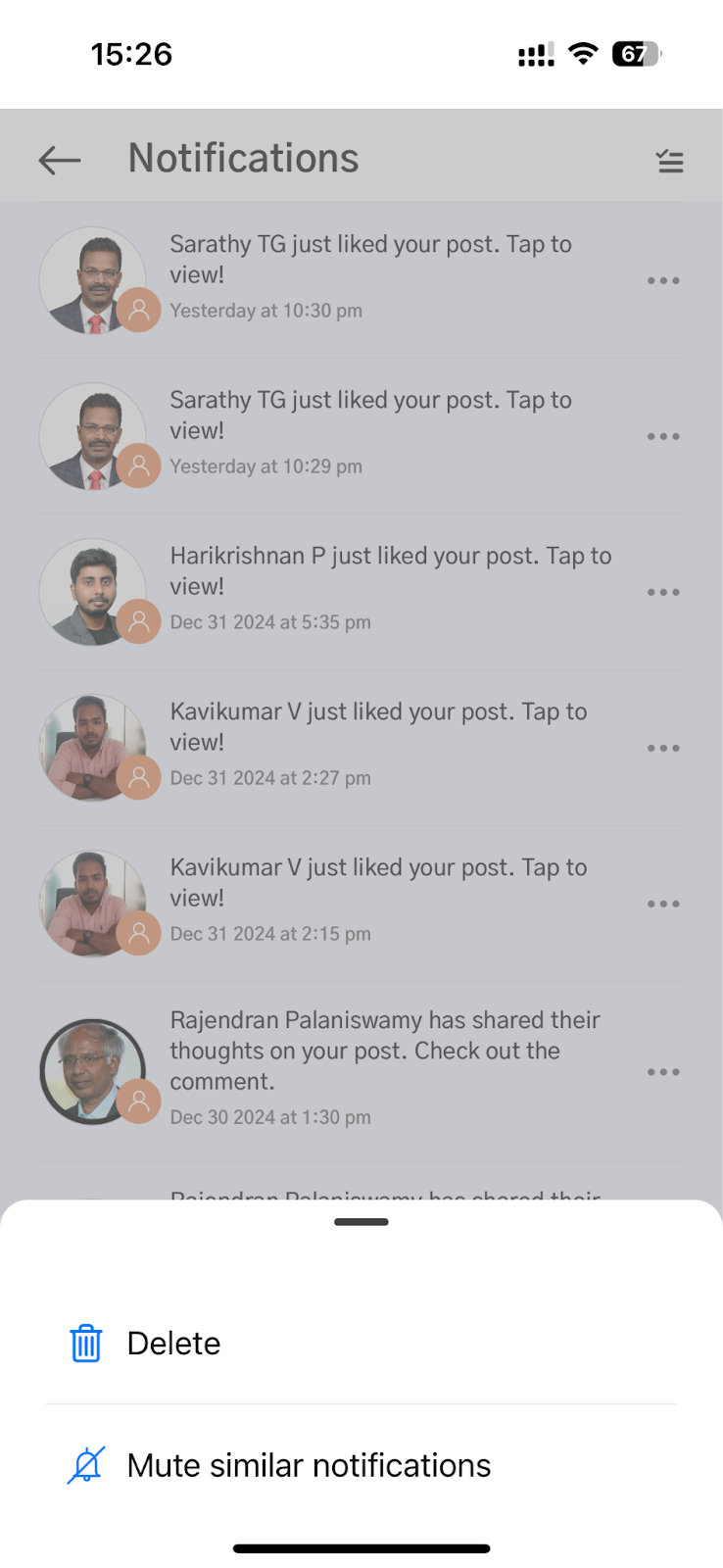 Select Notification Option